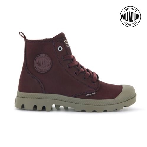 Palladium Pampa Hi Zip SL Women's Boots Burgundy | UK Q029-EUK